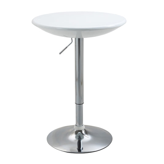 HOMCOM Mesa de Bar com Altura Regulável Giratória 360° com Base Redonda Mesa Alta de Aço Moderna para Cozinha Sala de Jantar Cafeteria 61x61x76-97cm Branco