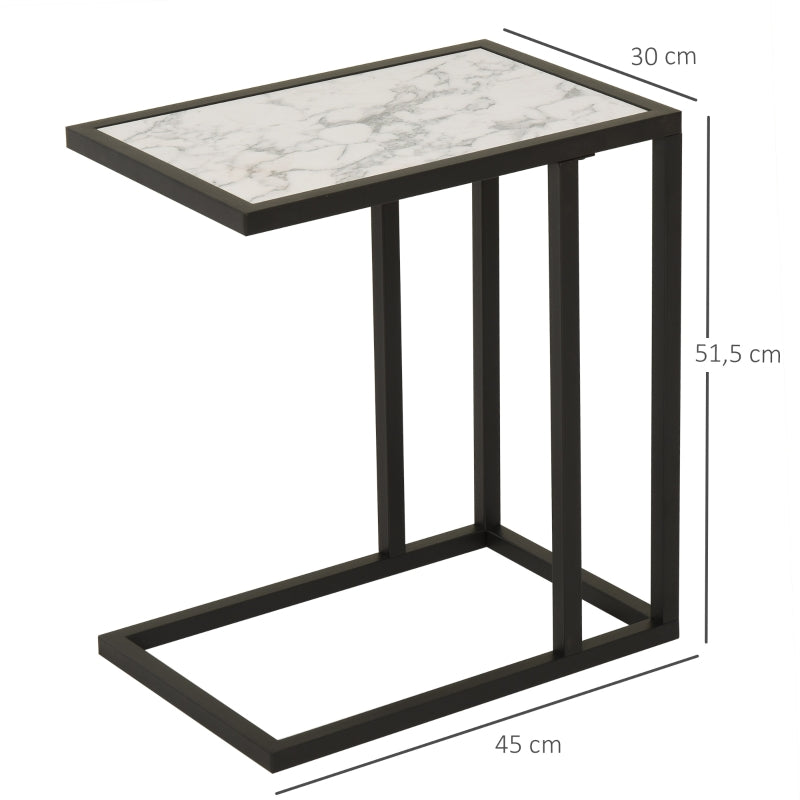 HOMCOM Mesa Auxiliar Lateral para sofá Imitação de mármore economizar espaço 45x30x51,5cm