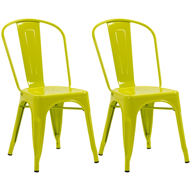 HOMCOM Conjunto de 2 Cadeiras com Estrutura de Aço Conjunto de Cadeiras Modernas com Encosto 45x51,5x85cm Verde