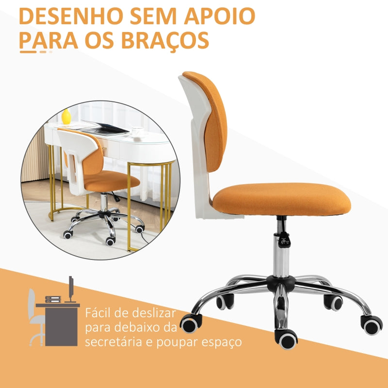 Vinsetto Cadeira de Escritório sem Braços Giratória Estofada em Tecido com Altura Ajustável Estilo Moderno 48x53x80-90 cm Laranj