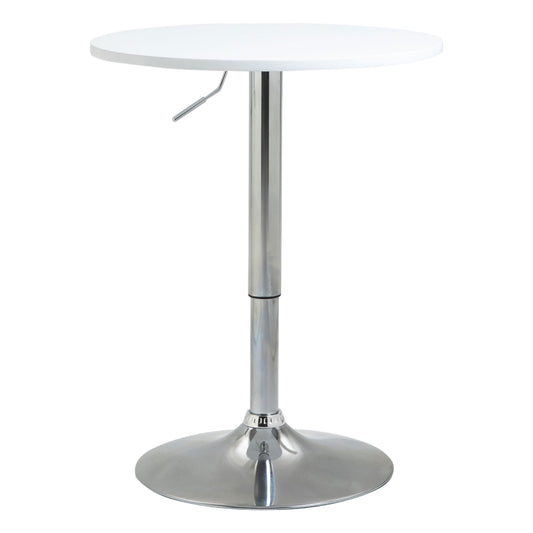 HOMCOM Mesa de bar ajustável em altura com base redonda e antideslizante para cozinha sala de jantar Ø60x69-93 cm Branco