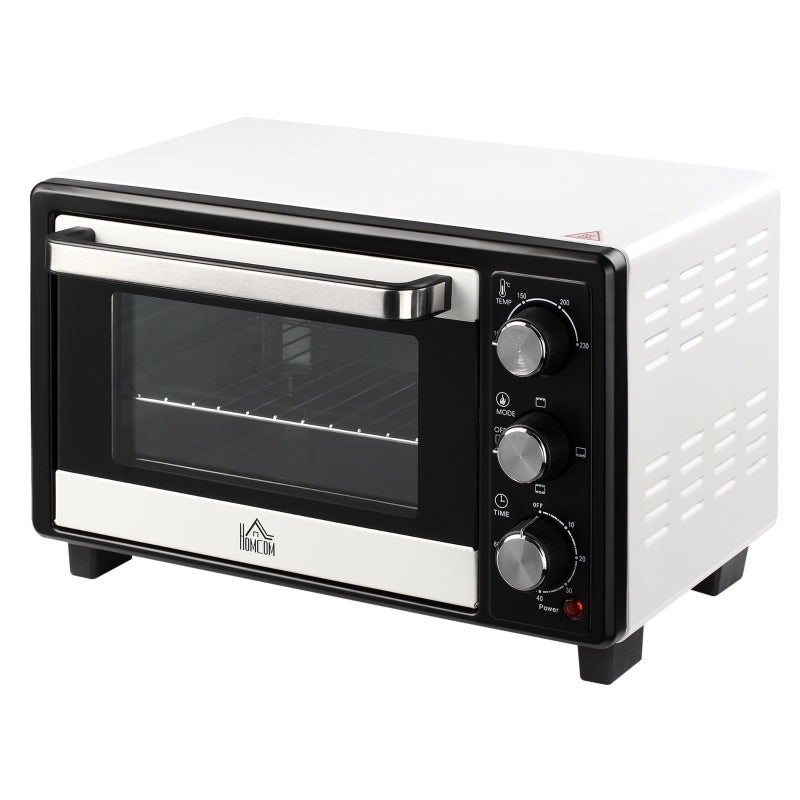 HOMCOM Mini Forno 16L com 3 Modos de Aquecimento Temperatura até 230°C Temporizador 44x32x28,1cm Branco e Preto