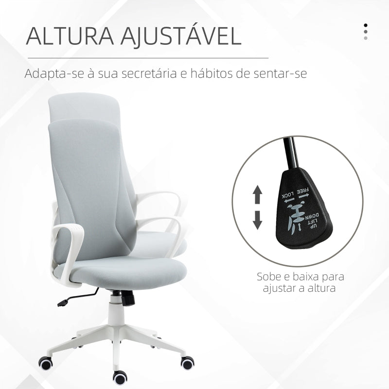 Vinsetto Cadeira de Escritório Ergonómica com Altura Ajustável Função de Inclinação e Encosto Alto 62x56x110-119,5 cm Cinza