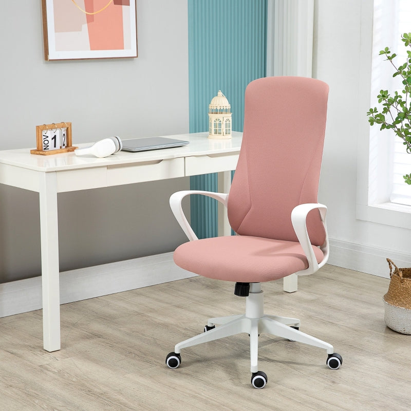 Vinsetto Cadeira de Escritório Ergonómica com Altura Ajustável Função de Inclinação e Encosto Alto 62x56x110-119,5 cm Rosa