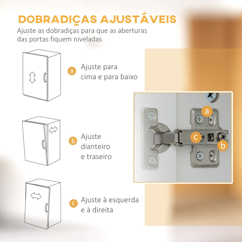 HOMCOM Armário de Cozinha com 4 Portas Gaveta e Prateleiras Ajustáveis para Sala de Jantar Estilo Moderno 60x38x161 cm Branco