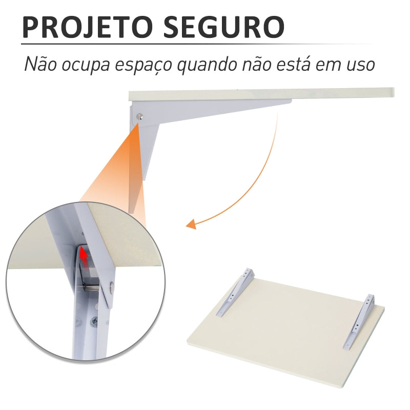 HOMCOM Mesa Dobrável de Parede Mesa Auxiliar Suspensa para Cozinha Sala de Jantar 60x40x20cm Branco