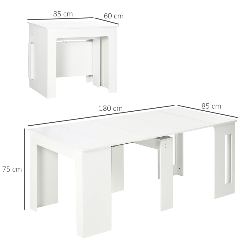 HOMCOM Mesa de Jantar Extensível para 4-6 Pessoas 180x85x75cm Branco