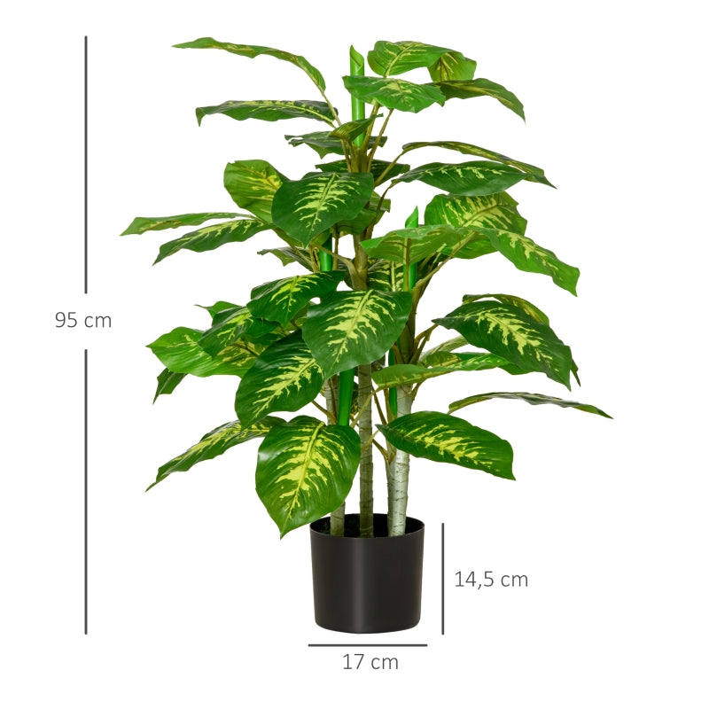 HOMCOM Planta Artificial Aglaonema Planta Sintética de 95cm