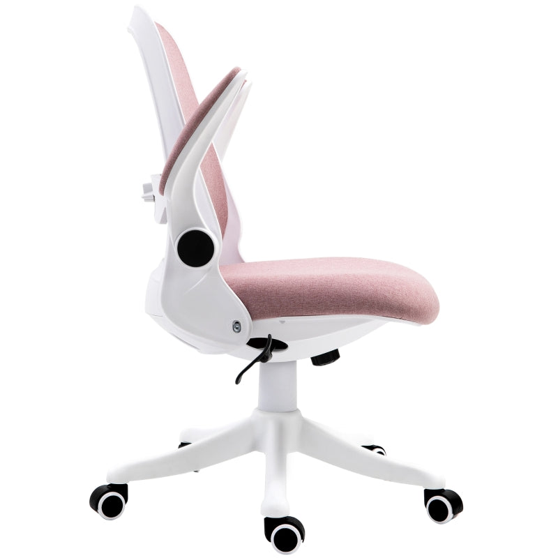 Vinsetto Cadeira de Escritório Giratória Função de Inclinação Altura Ajustável Ergonômica com Apoio de Braço Elevavel Carga 120 kg62,5x60x94-104 cm Rosa