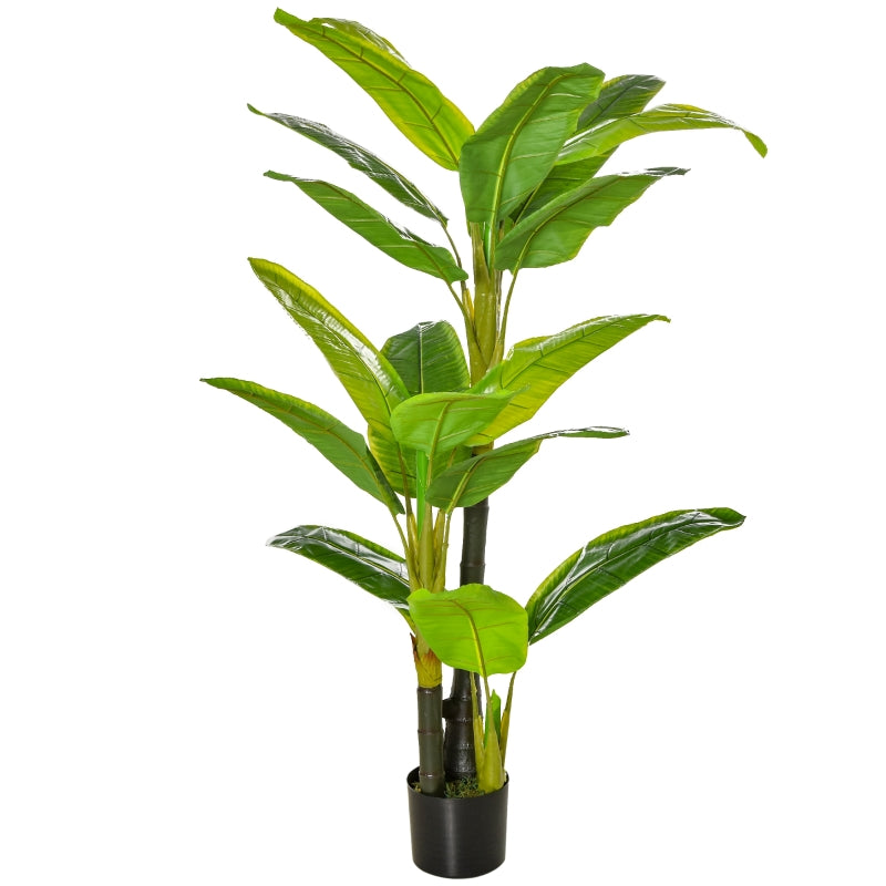 HOMCOM Bananeira Artificial 150 cm Planta Artificial com Vaso e 18 Folhas