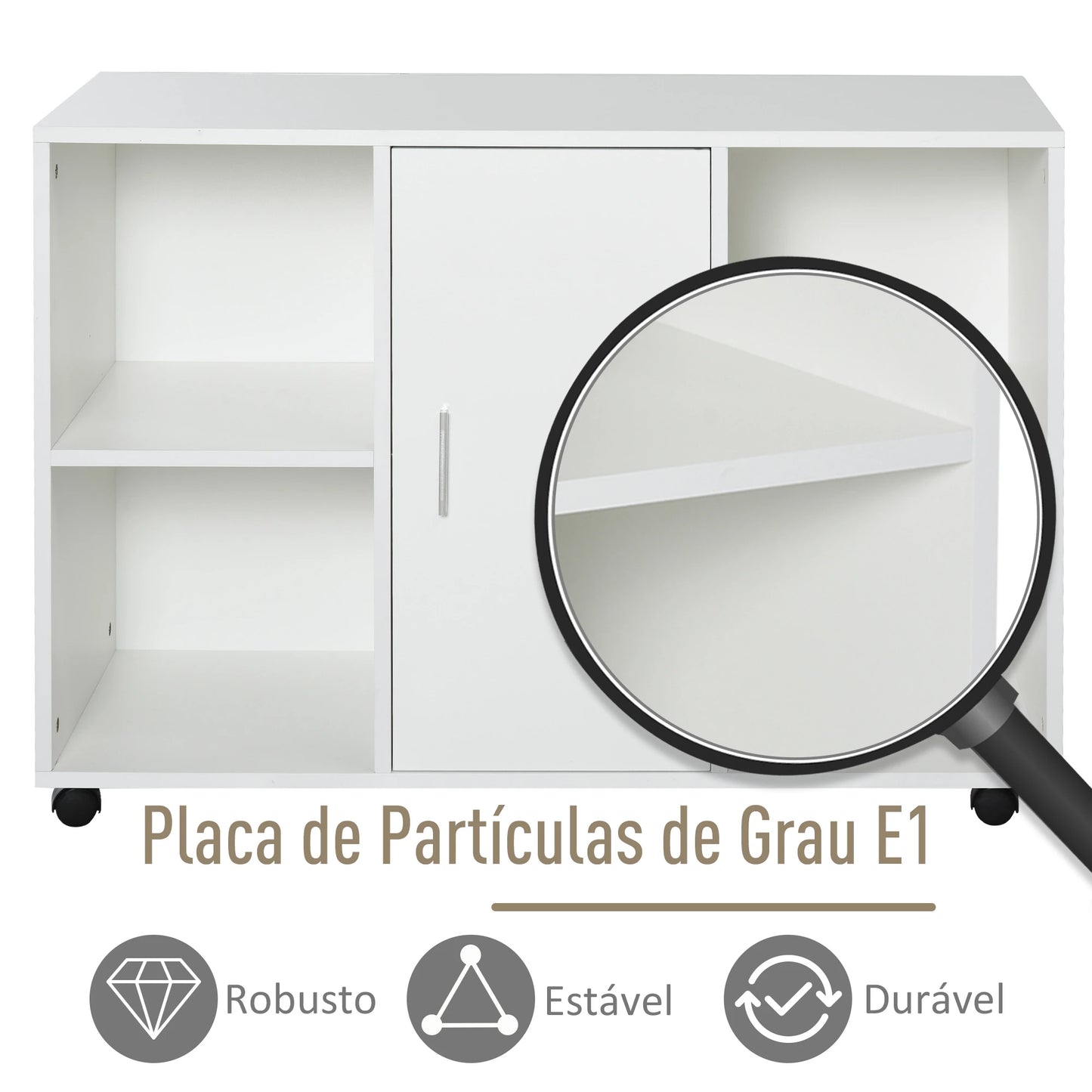 Vinsetto Armário para Escritório de Impressora com Espaço de Armazenamento e Rodas 100x 40 x 71 cm Branco