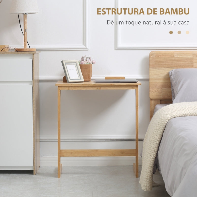 HOMCOM Mesa Auxiliar de Bambu em Forma de C com Bancada Abatível e Ângulo Ajustável 140-180° 60x33x67cm Madeira