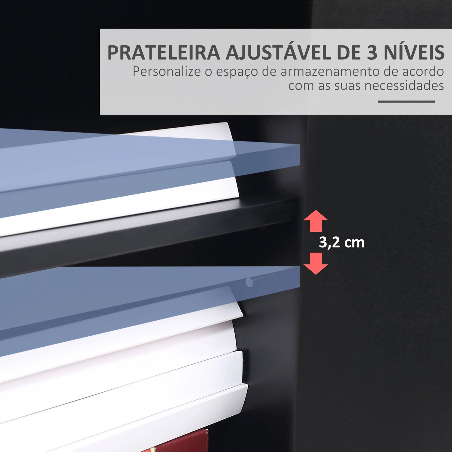 Vinsetto Armário para Impressora com Rodas gaveta 2 Portas e Compartimento Aberto 60x39x80cm Preto