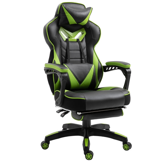 Vinsetto Cadeira de escritorio gaming ergonômica Altura Ajustável reclinável com apoio para pés Verde e Preto