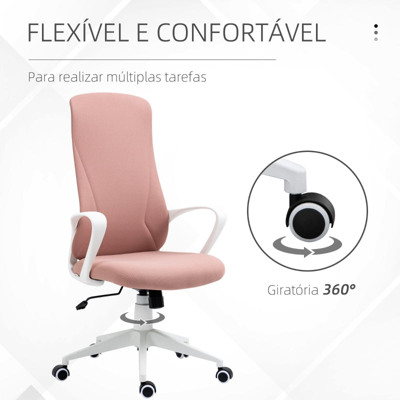 Vinsetto Cadeira de Escritório Ergonómica com Altura Ajustável Função de Inclinação e Encosto Alto 62x56x110-119,5 cm Rosa