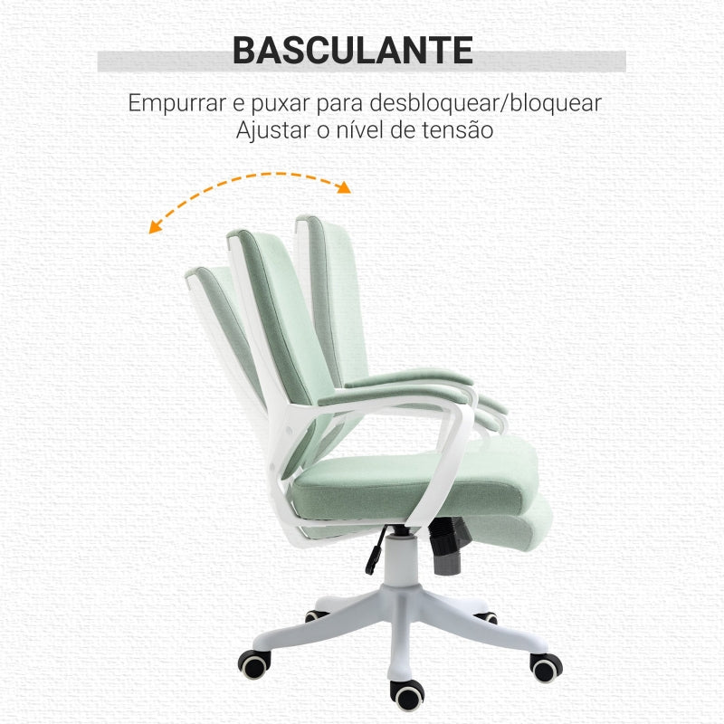 Vinsetto Cadeira de Escritório Ergonómica Giratória e com Altura Ajustável e Suporte Lombar 62x69x92-100 cm Verde