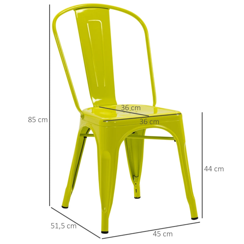 HOMCOM Conjunto de 2 Cadeiras com Estrutura de Aço Conjunto de Cadeiras Modernas com Encosto 45x51,5x85cm Verde