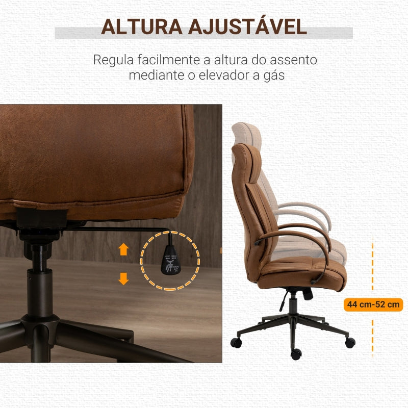 Vinsetto Cadeira de Escritório Ergonômica Giratória com Altura Ajustável Apoio para a Cabeça Apoio para o Braço e Encosto Acolchoado 61,5x52,5x118-126cm Marrom