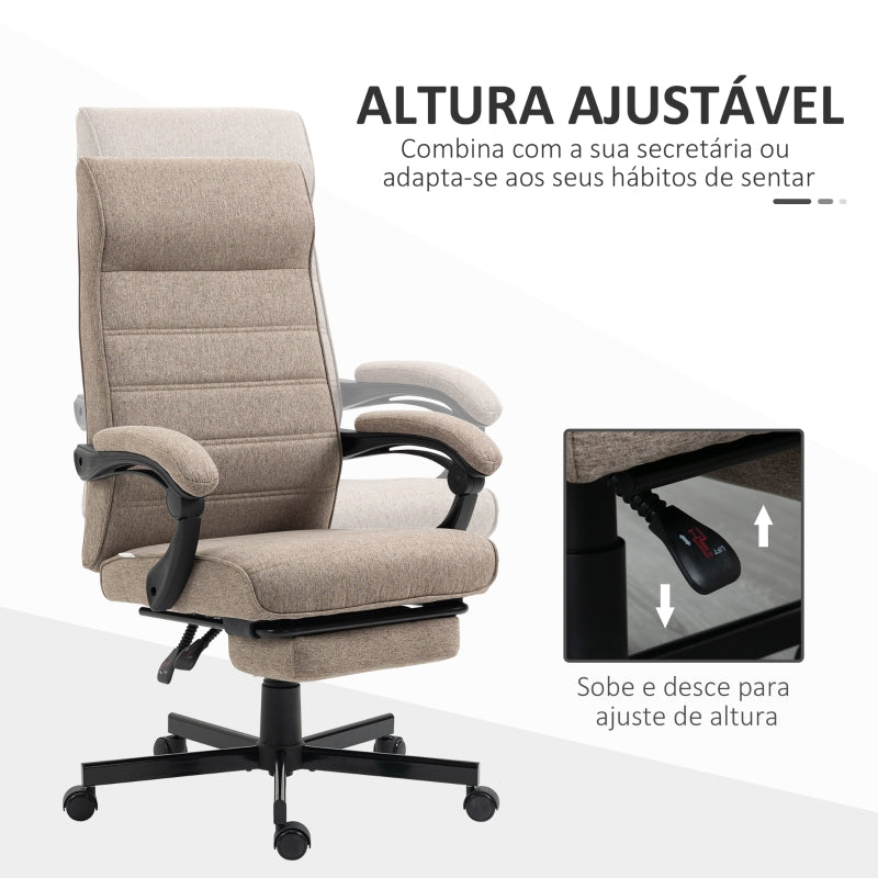 Vinsetto Cadeira de Escritório Reclinável com Altura Ajustável Apoio para os Braços Apoio para os Pés Retrátil 68x67x106-114cm Marrom