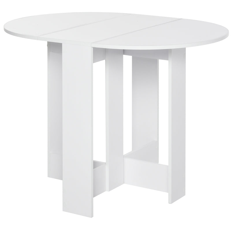 HOMCOM Mesa dobrável com 2 asas dobráveis Mesa lateral de madeira 104x76x73,7 cm Branco