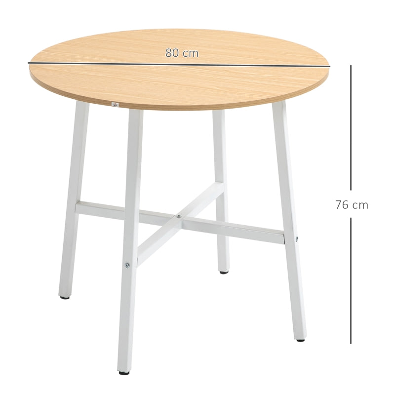 HOMCOM Mesa de Sala de Jantar Redonda para 4 Pessoas Ø80x76 cm