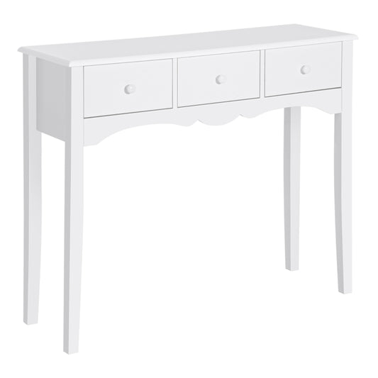 HOMCOM Mesa Consola Elegante Móvel de Entrada com 3 Gavetas 100x32x85cm Branco