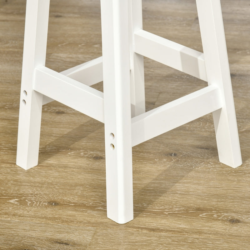 HOMCOM Conjunto de Mesa com 1 Gaveta 2 Prateleiras Cesta Removível e Suporte para Garrafas 119x38,5x88,5cm e 2 Bancos 29x29x55cm Branco