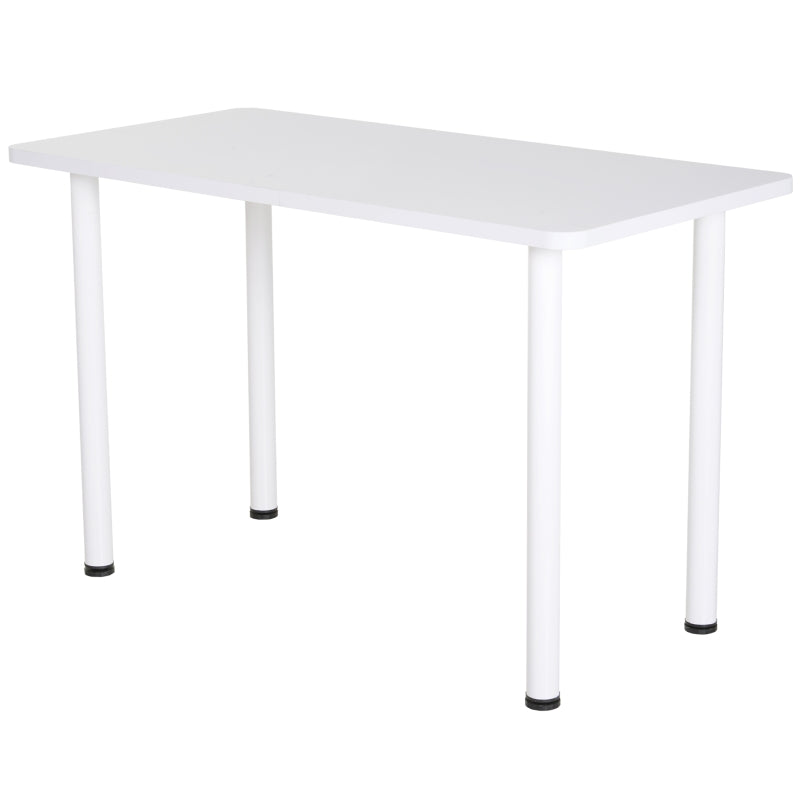 HOMCOM Mesa de Cozinha Retangular com Pés de Aço e Almofadas Ajustáveis 120x60x76cm Branco