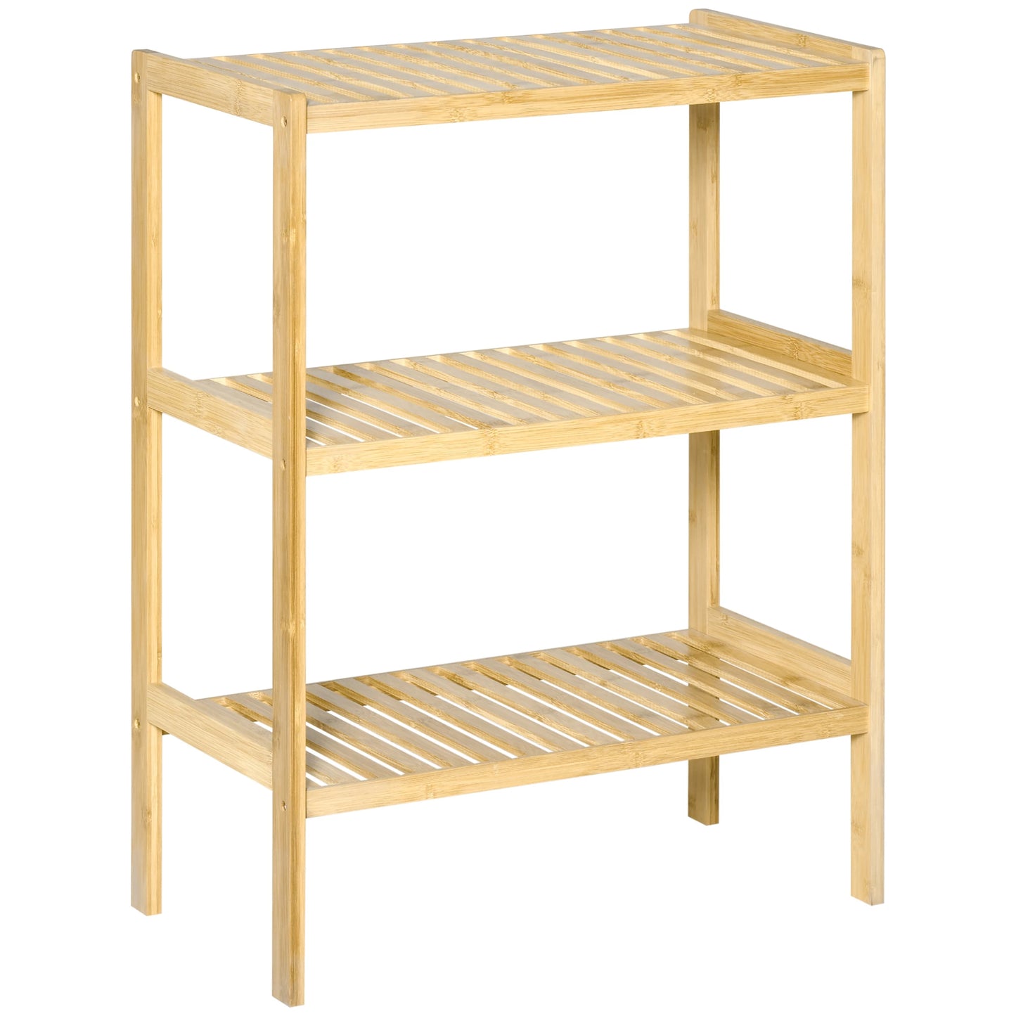 HOMCOM Estante de Bambu de 3 Níveis Móvel Organizador Multifuncional para Casa de Banho Cozinha Sala de Estar 62x33x80cm Natural