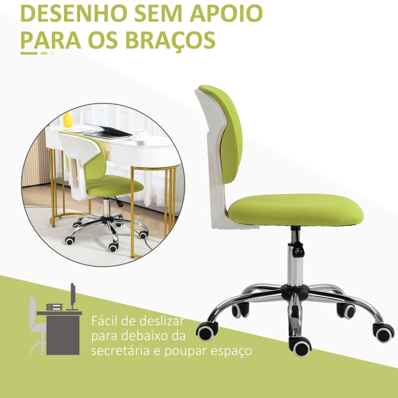 Vinsetto Cadeira de Escritório Operativa sem Braços Giratória Estofada em Tecido com Altura Ajustável Estilo Moderno 48x53x80-90 cm Verde