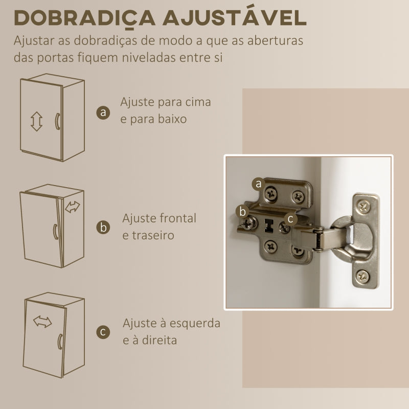 HOMCOM Armário de Cozinha com 5 Portas Prateleiras Ajustáveis Gaveta e Bancada para Micro-Ondas 100x40x180 cm Branco e Madeira